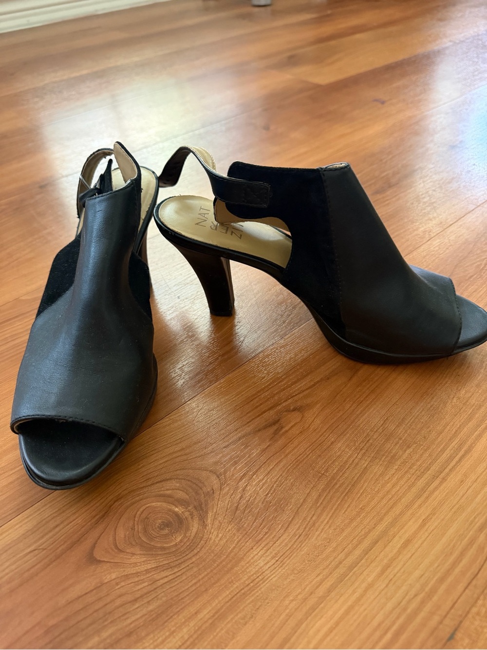 Naturalizer Black Open-Toe Slingback Heels